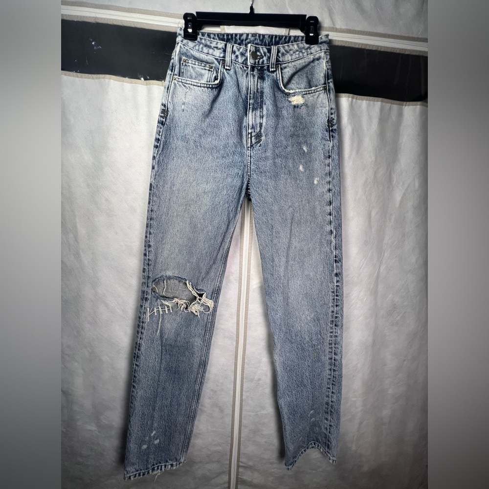 KSUBI Blue Cotton Distressed The Brooklyn Authentik Trashed Jeans Size 25